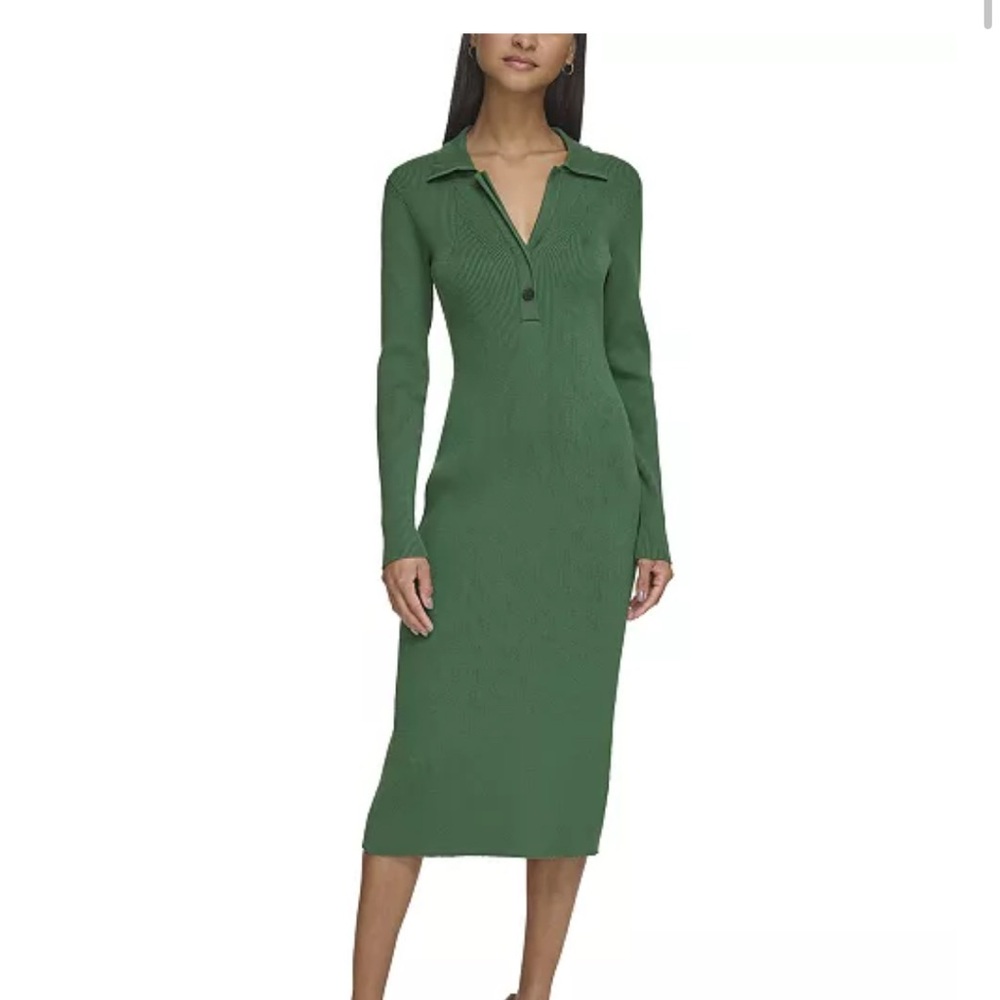 Karl Lagerfeld Green Midi Long Sleeve Dress